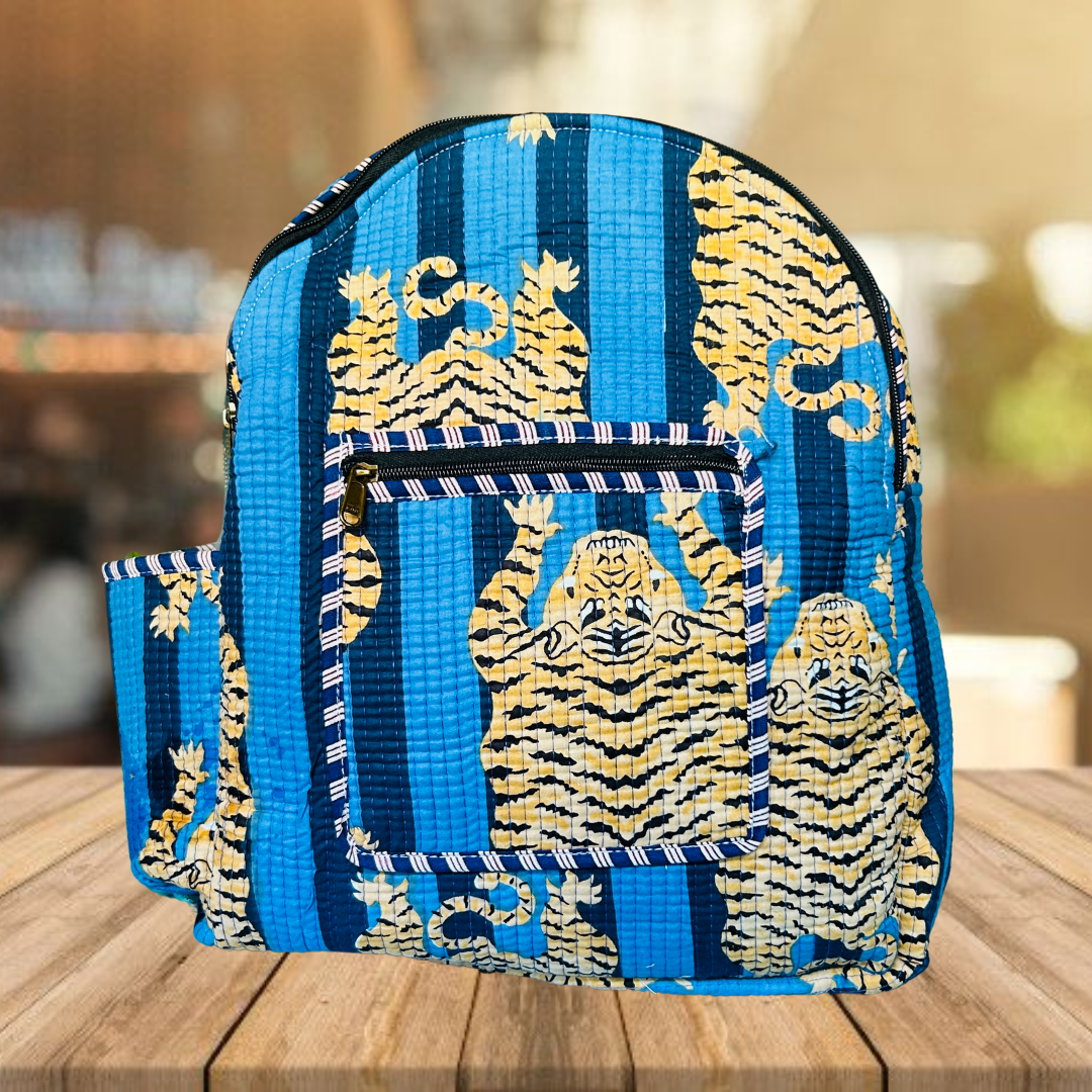 Quilted School Bag (Animal Print)