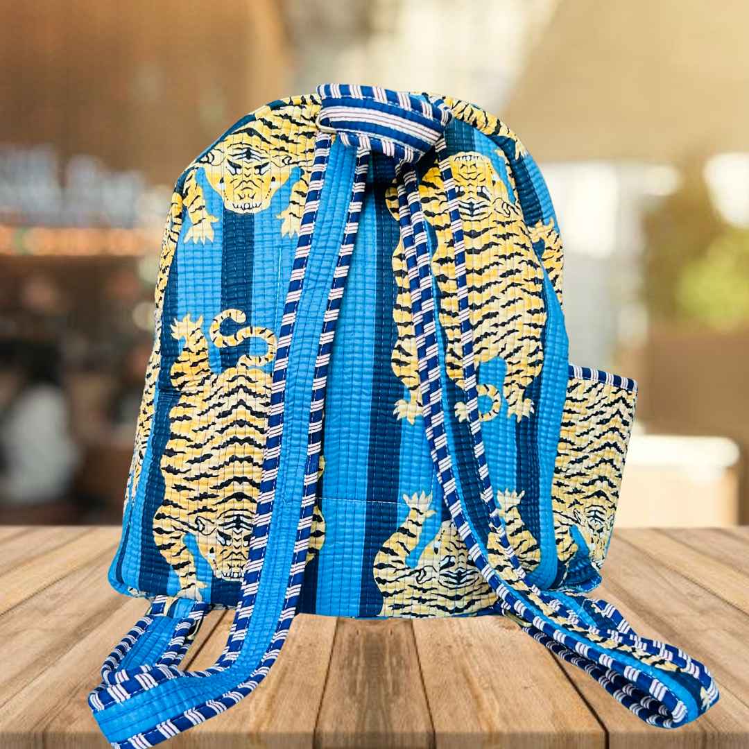 Quilted School Bag (Animal Print)