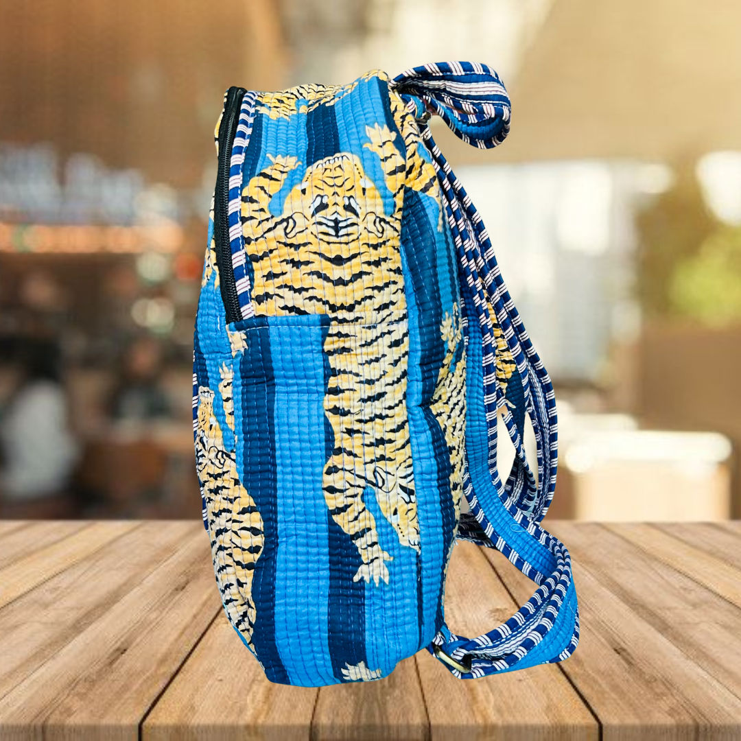 Quilted School Bag (Animal Print)
