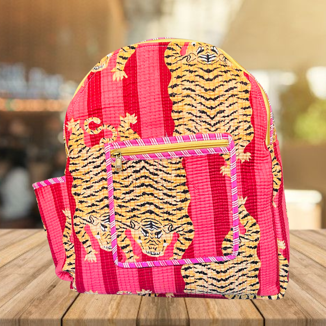 Quilted School Bag (Animal Print)