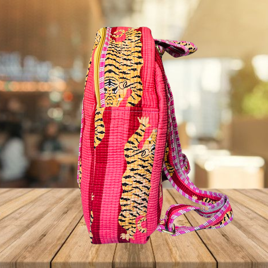 Quilted School Bag (Animal Print)