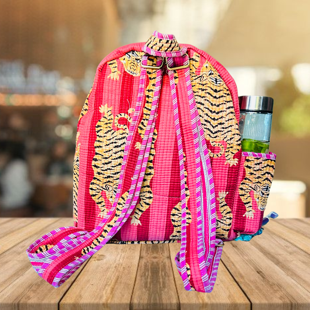 Quilted School Bag (Animal Print)