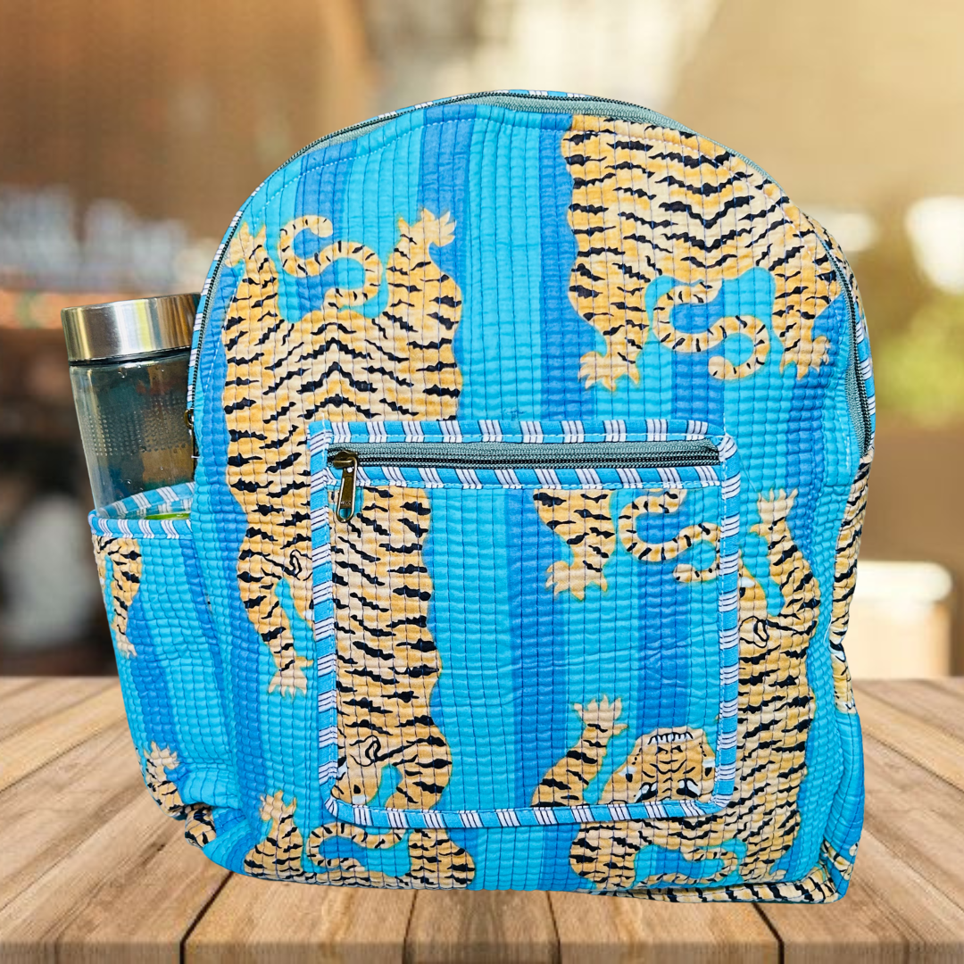Quilted School Bag (Animal Print)