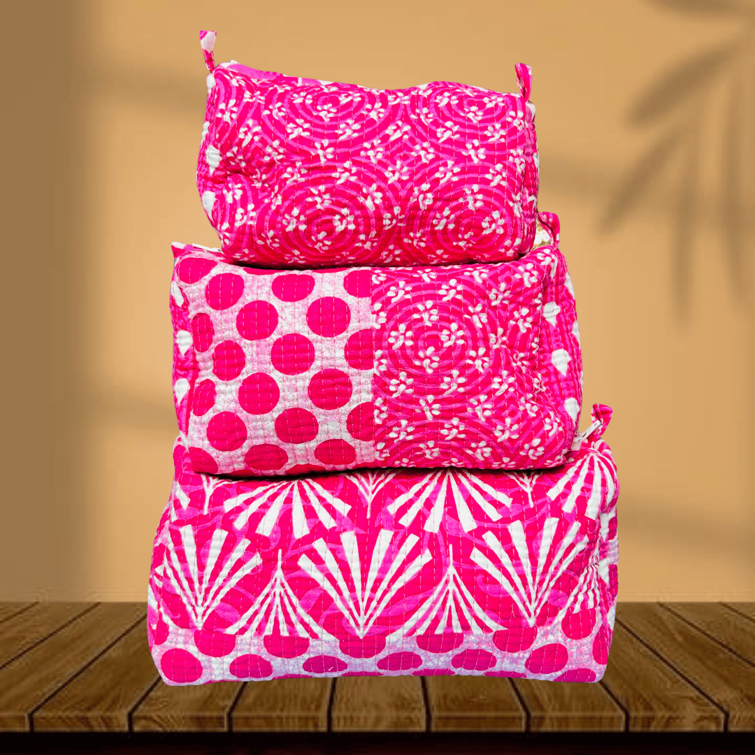 Quilted Toiletry Pouch (Pack of 3)