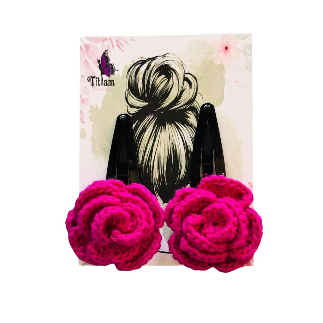 Crochet Rose Clip