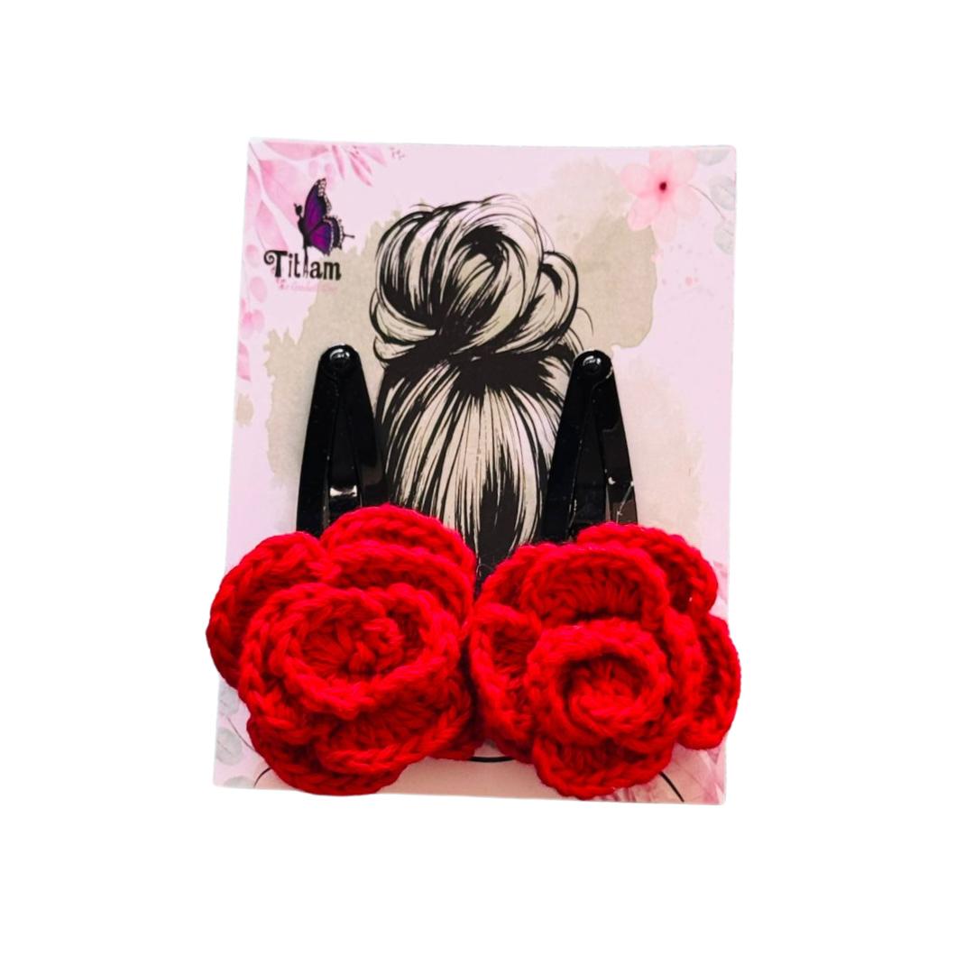Crochet Rose Clip