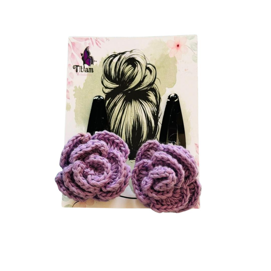 Crochet Rose Clip