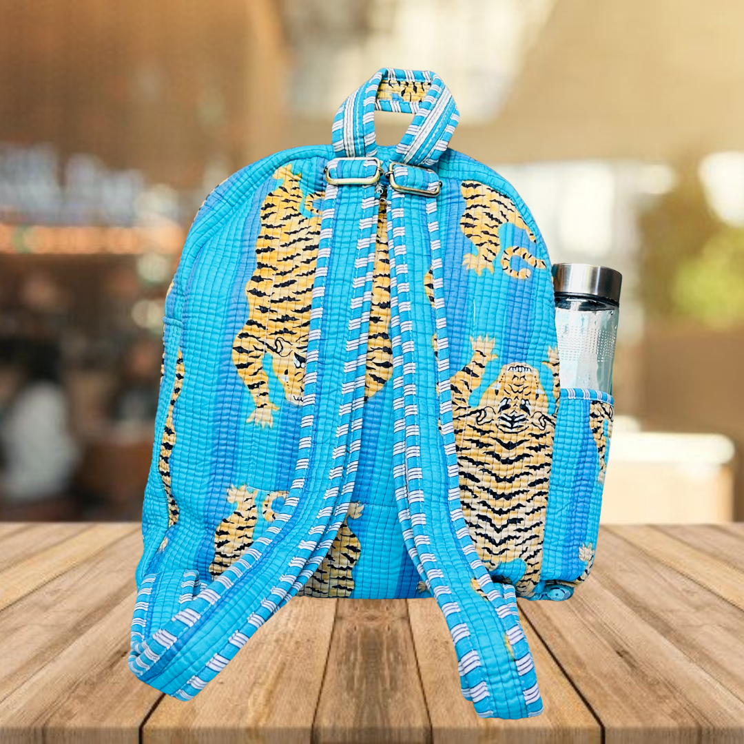 Quilted School Bag (Animal Print)