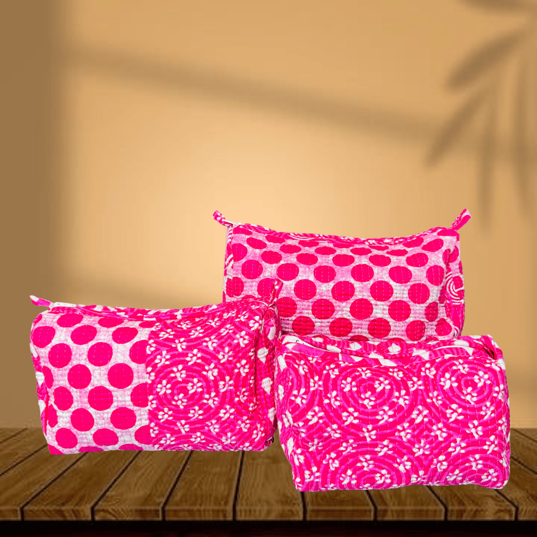 Quilted Toiletry Pouch (Pack of 3)