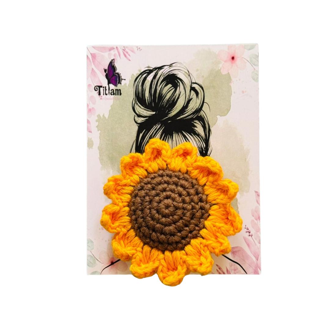 Crochet Sunflower Hair Clips