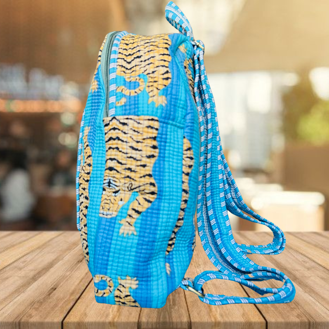 Quilted School Bag (Animal Print)