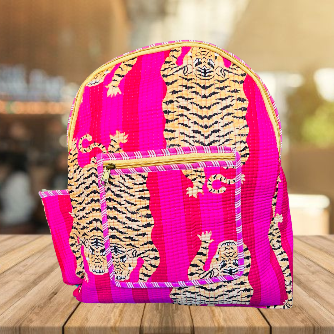 Quilted School Bag (Animal Print)
