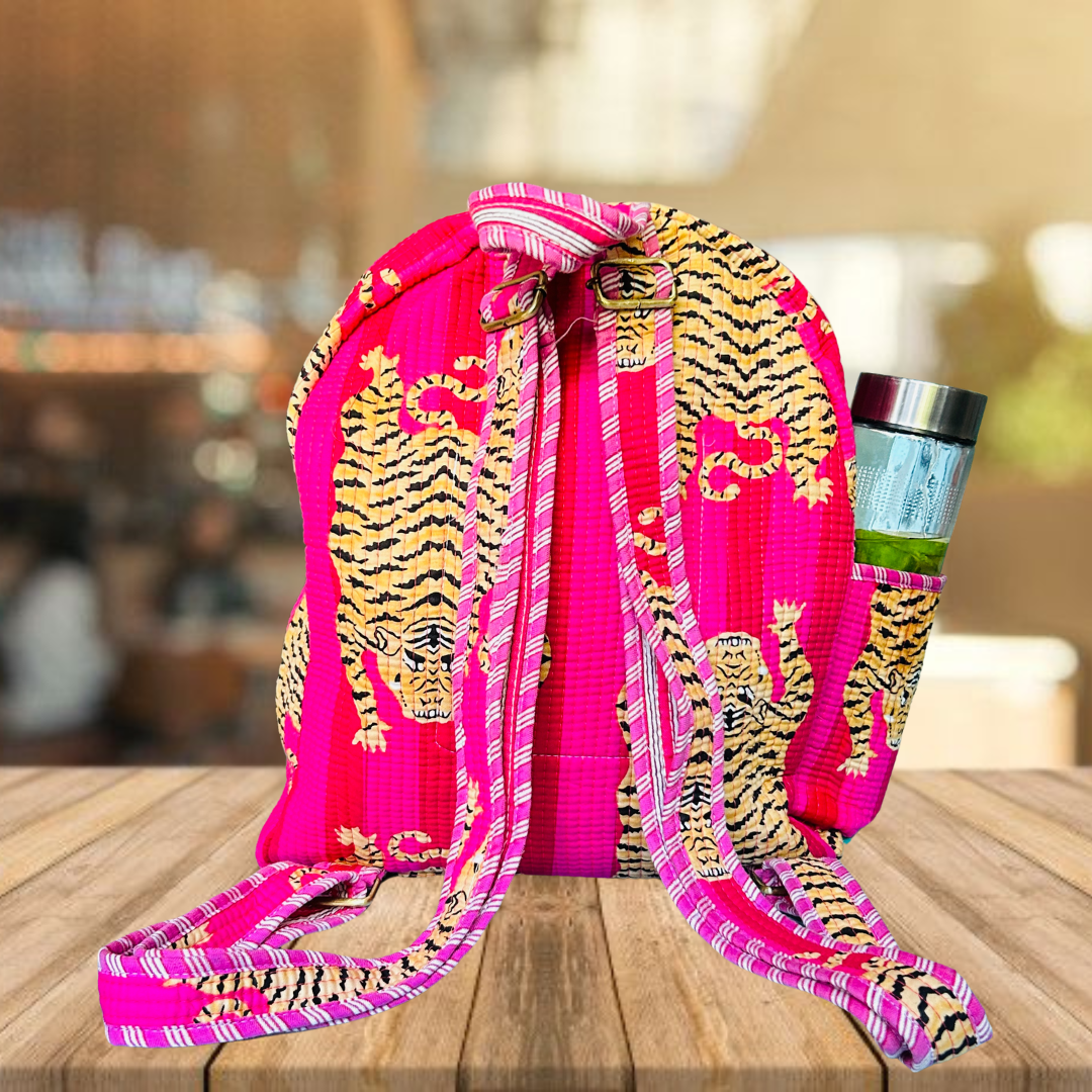 Quilted School Bag (Animal Print)