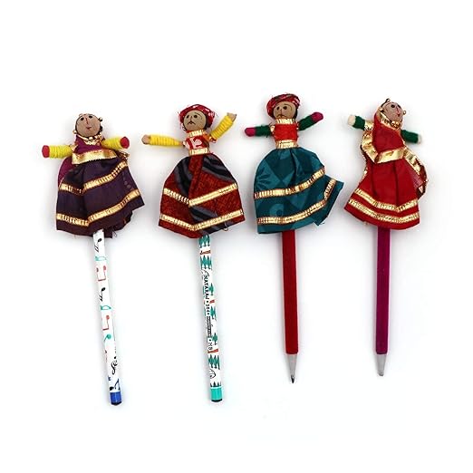 Handcrafted Katputli/Puppet  Pencils (Pack of 2) - Upcycled