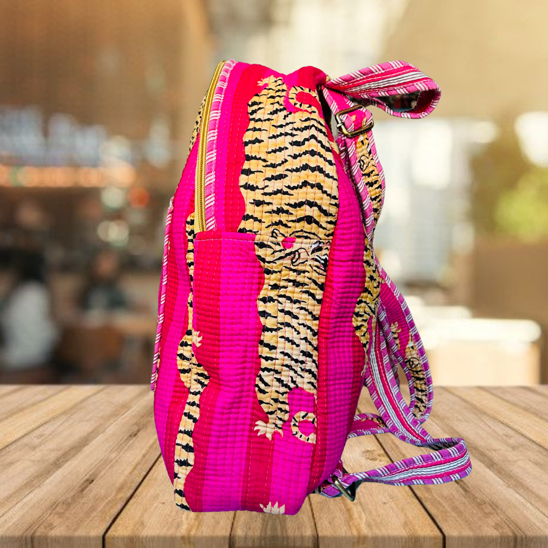 Quilted School Bag (Animal Print)