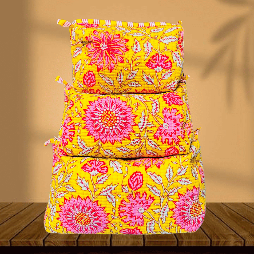 Quilted Toiletry Pouch (Pack of 3)