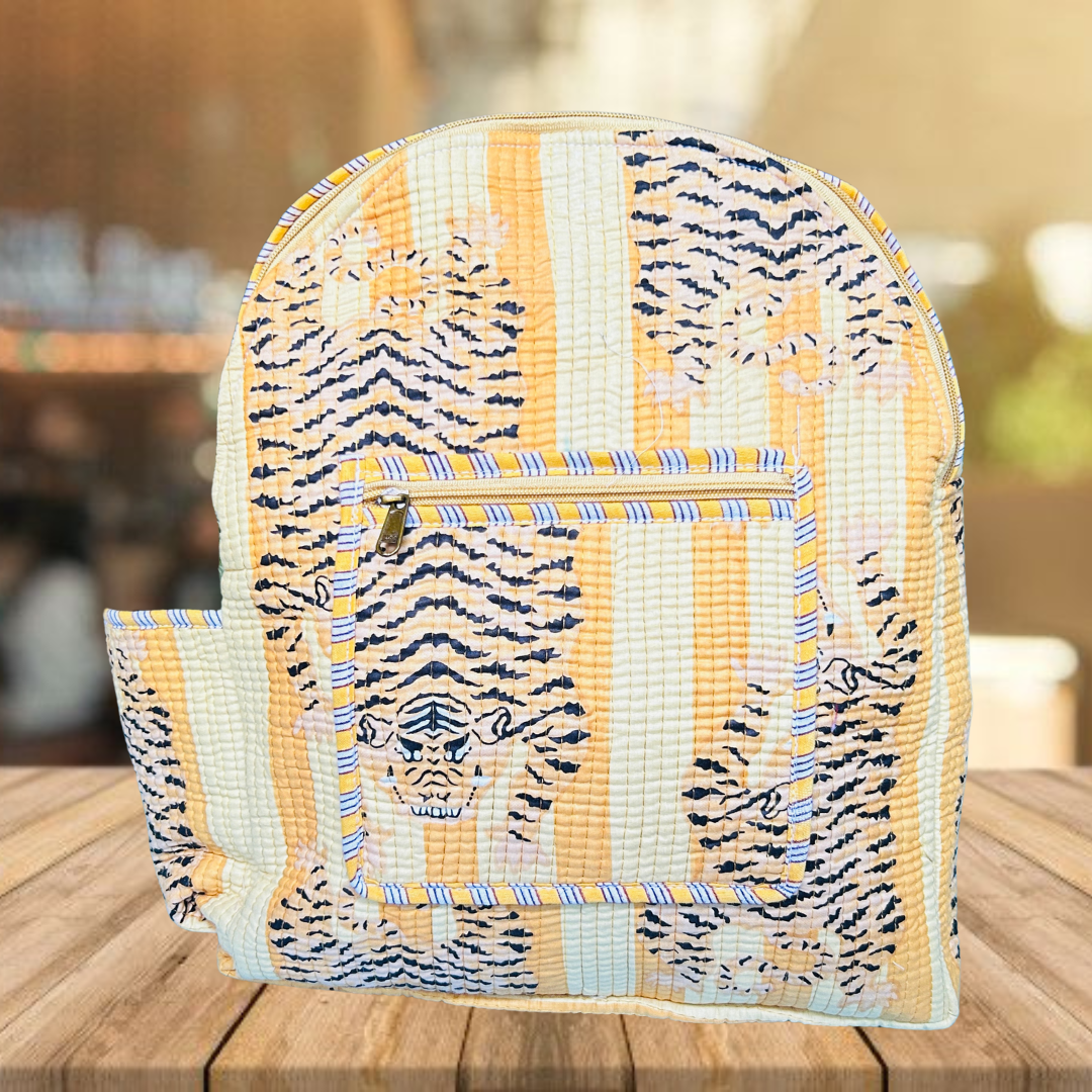 Quilted School Bag (Animal Print)