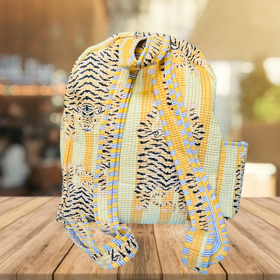 Quilted School Bag (Animal Print)