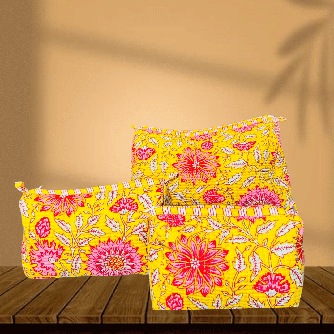 Quilted Toiletry Pouch (Pack of 3)