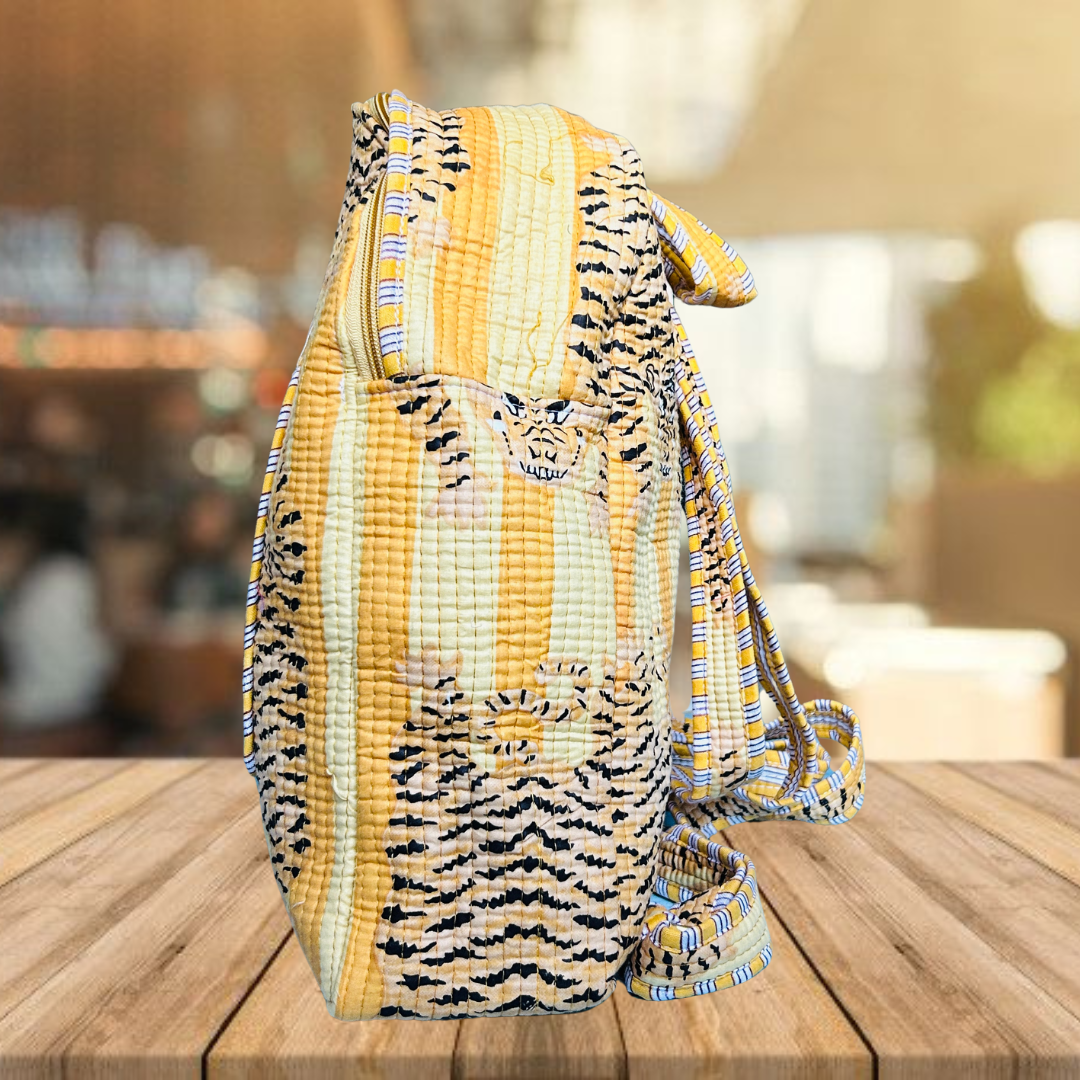 Quilted School Bag (Animal Print)