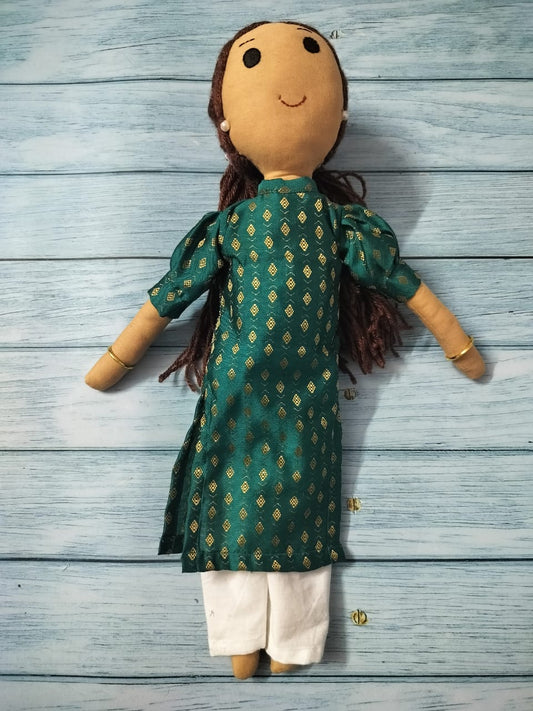 pari girl - the enchanting fairy in traditional kurta -pajama attire(15 inches)