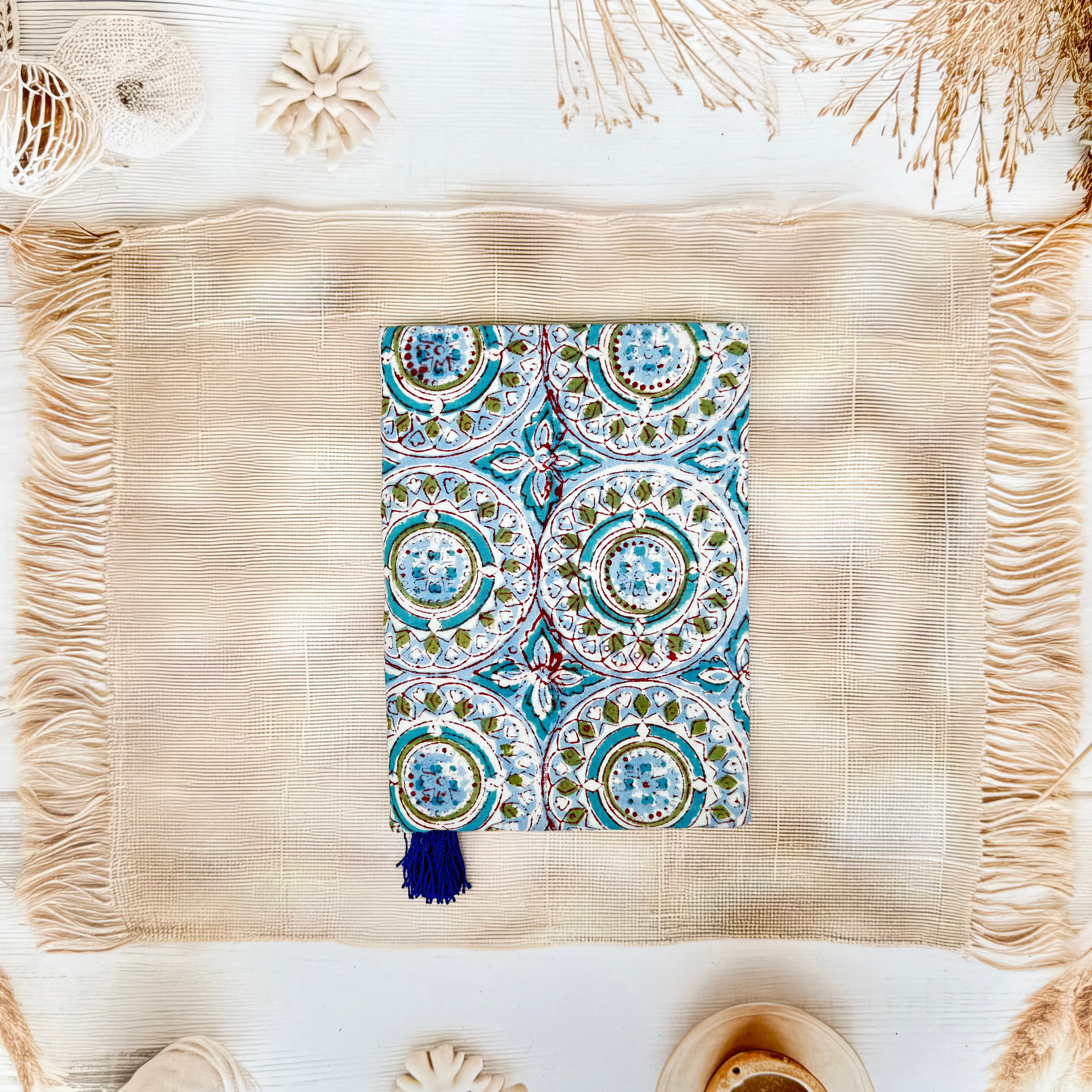 Unruled Block Print Handmade Paper Diary - Large (8*5.5 Inch)