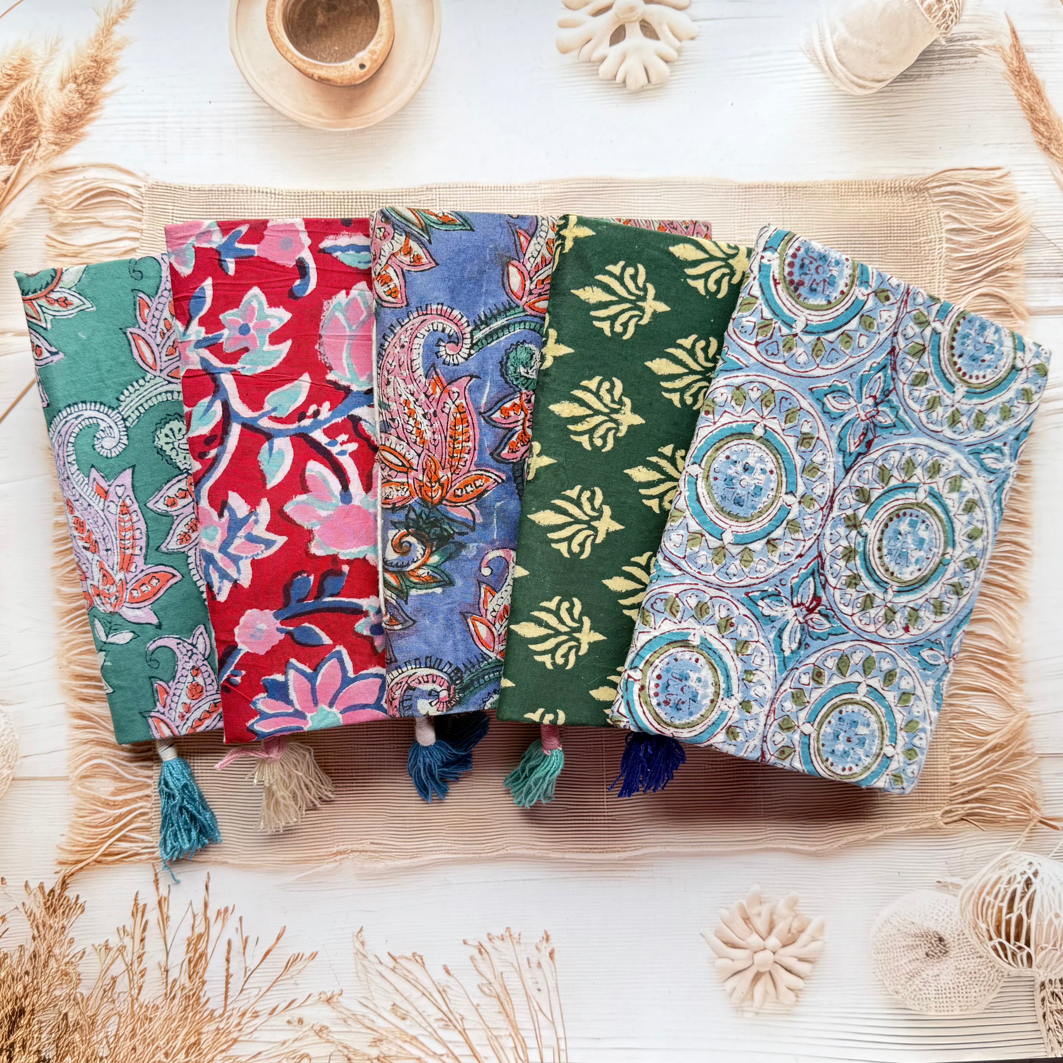 Unruled Block Print Handmade Paper Diary - Large (8*5.5 Inch)