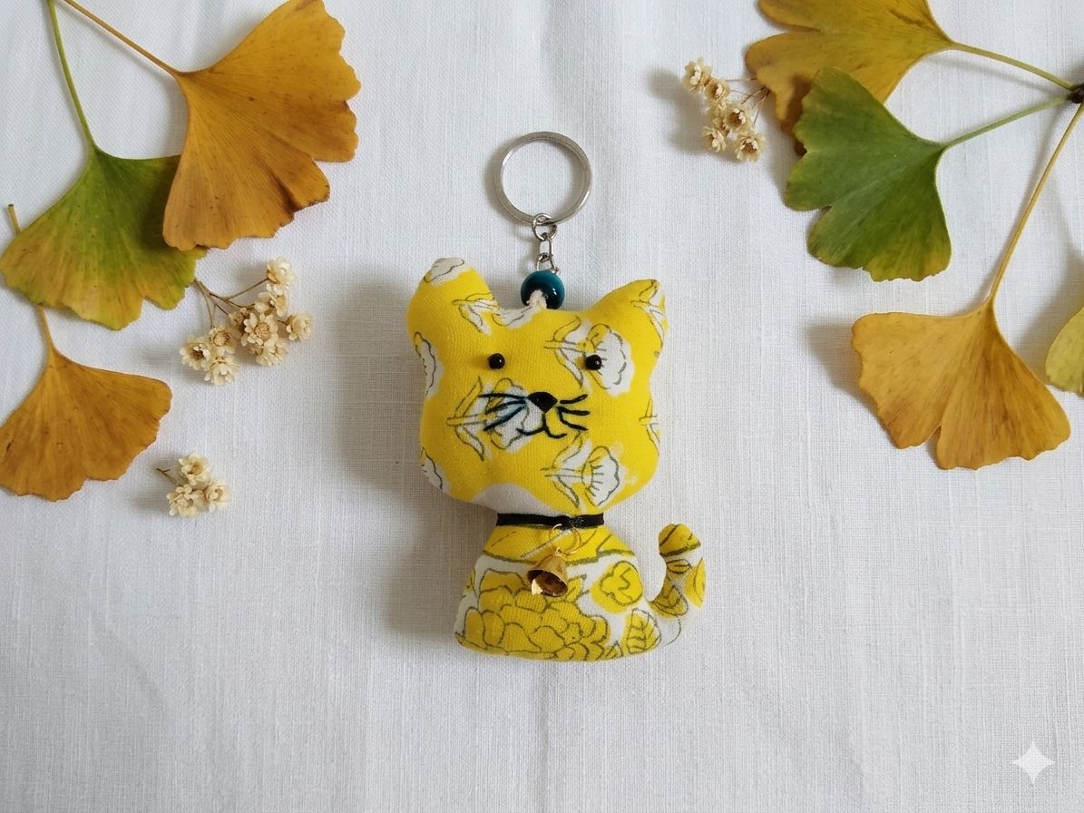 Cat fabric keyring