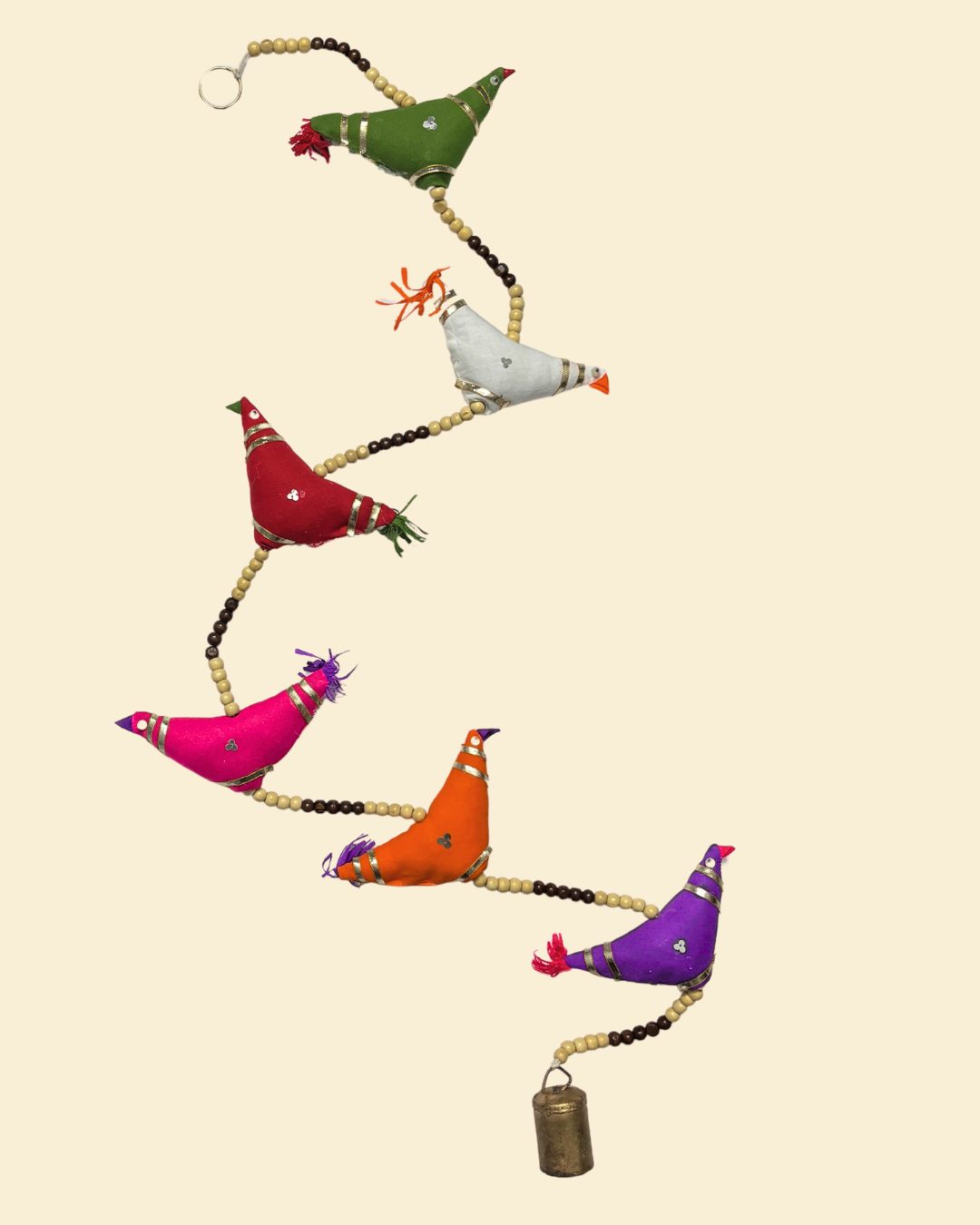 Fabric Prosperity Bird String with Bells (1 Pair)