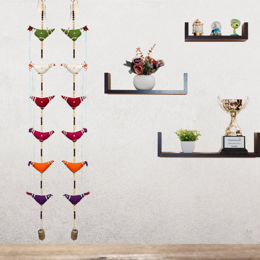 Fabric Prosperity Bird String with Bells (1 Pair)