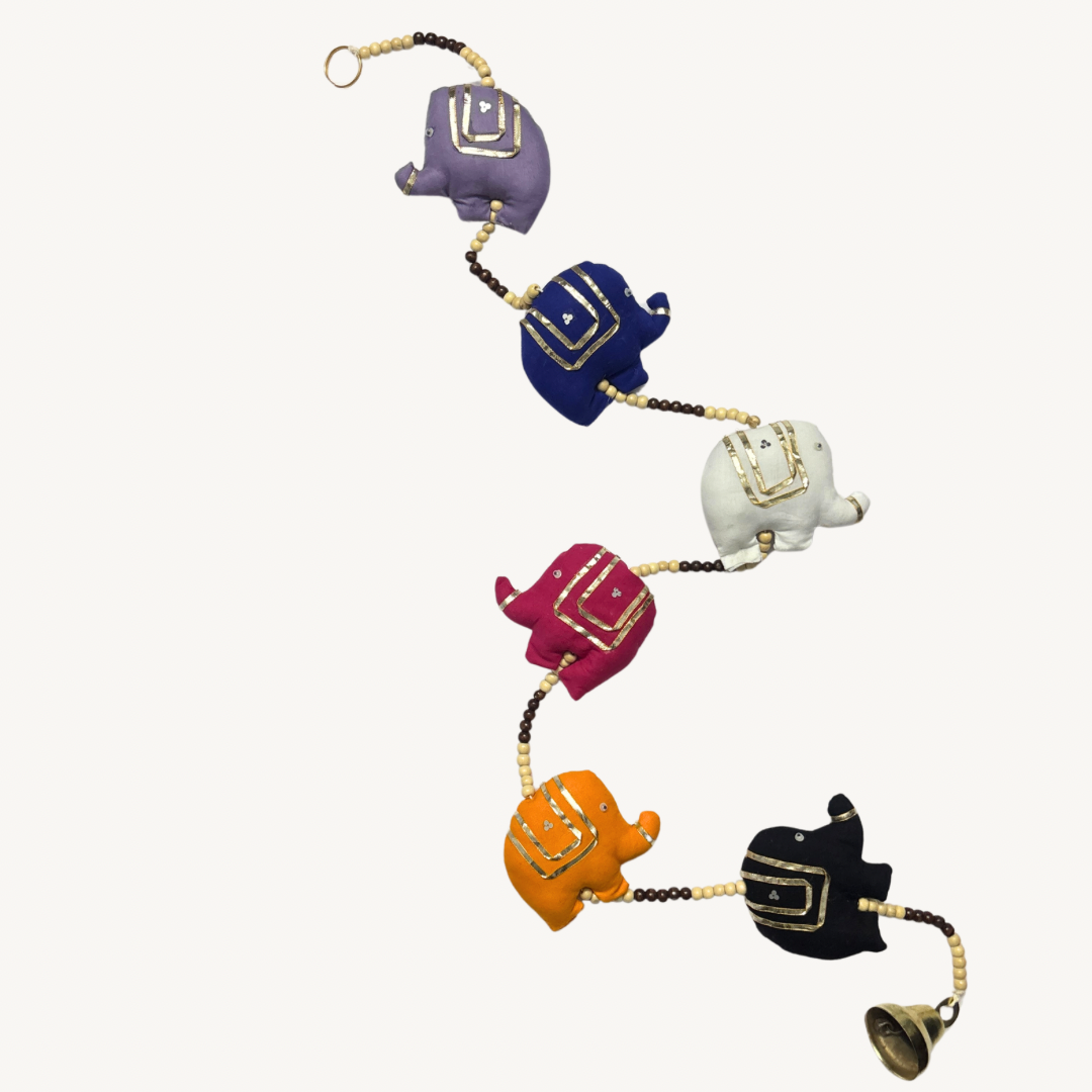 Fabric Prosperity Elephant String with Bell ( 1 Pair)