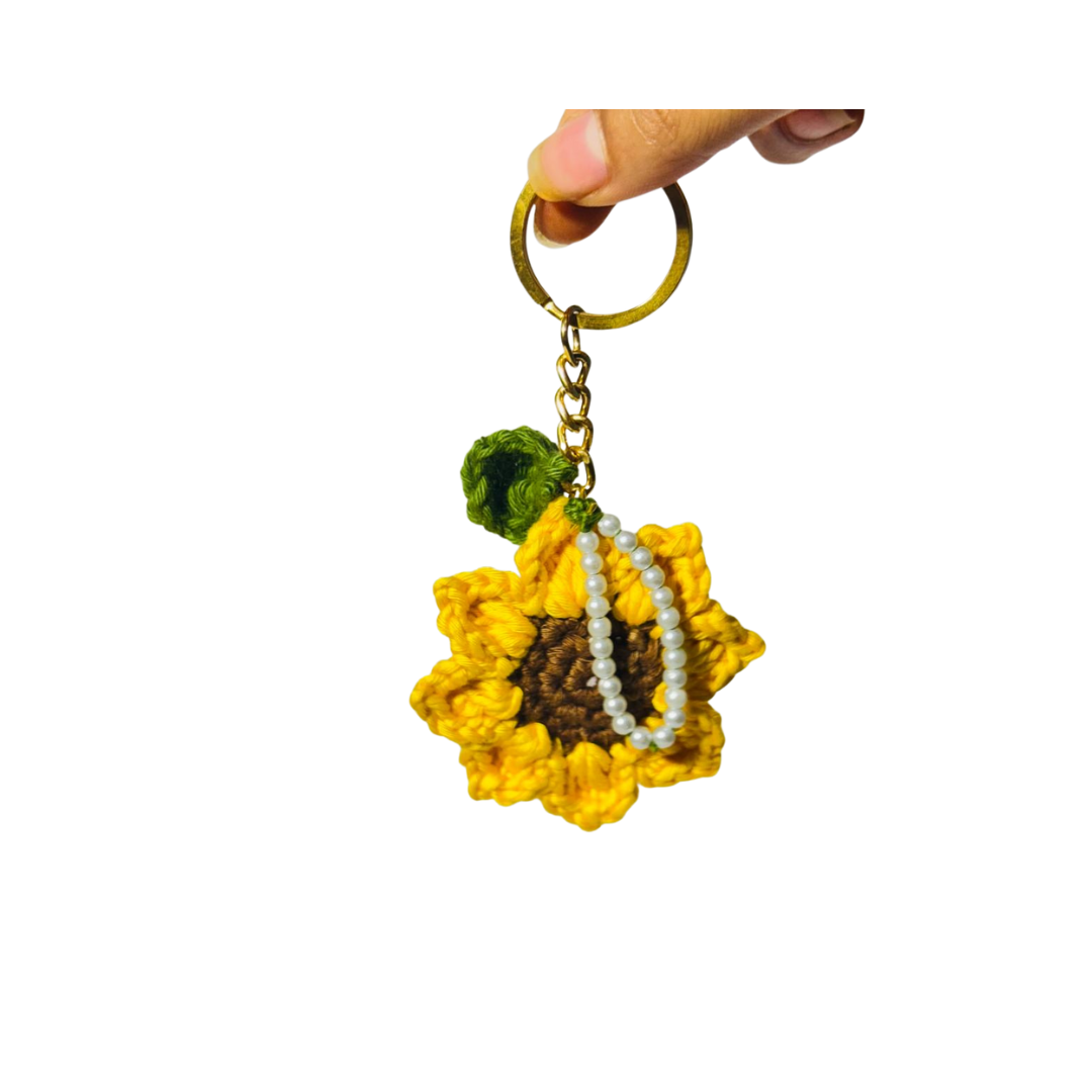 Crochet Sunflower Keyring