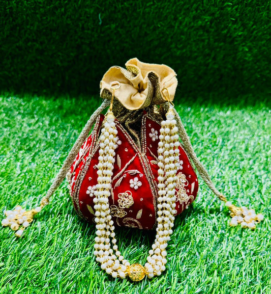 Handcrafted Luxurious Fancy Pearl & Zardoji  Potlis (For Weddings & Special Occassions)