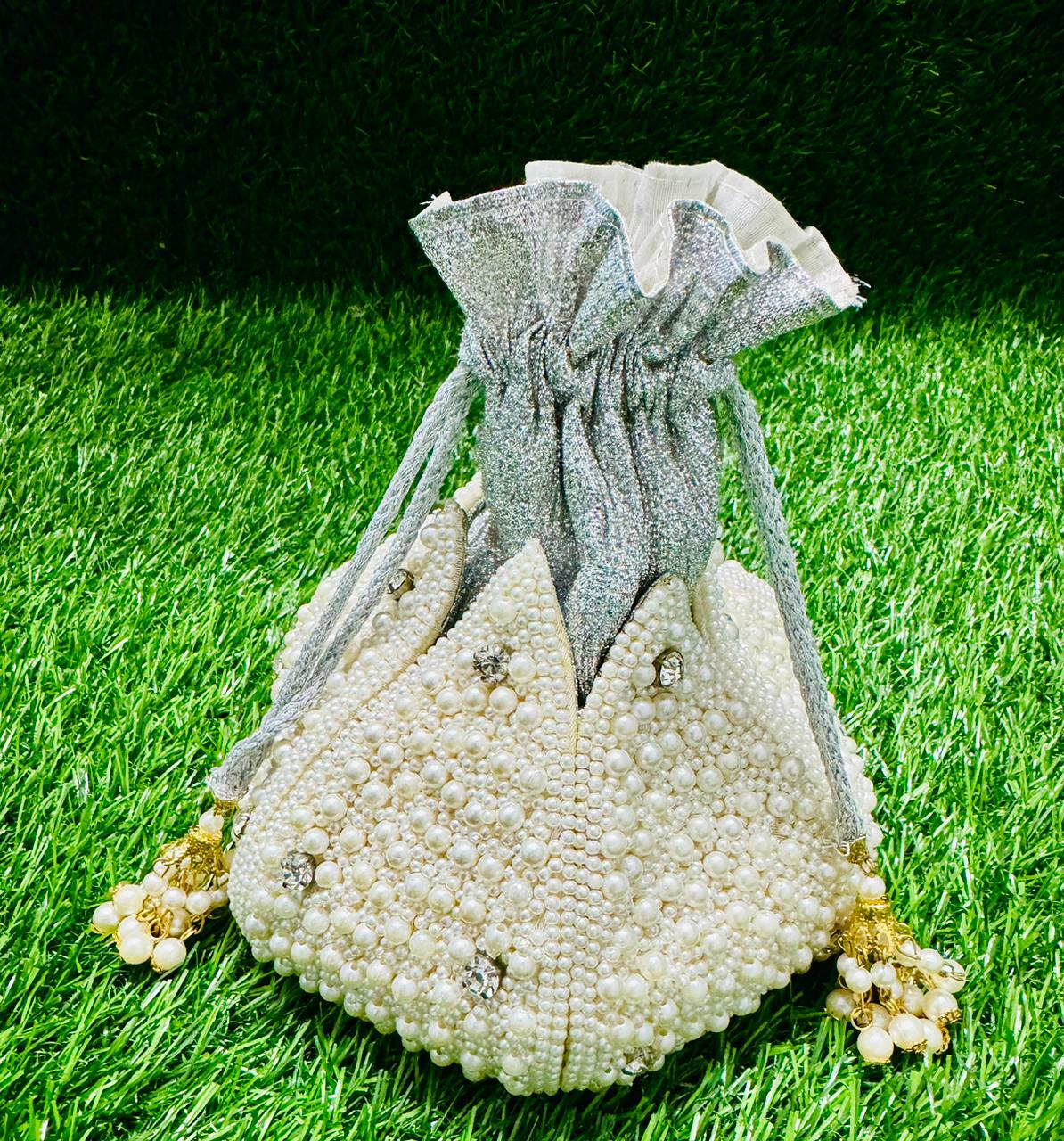 Handcrafted Luxurious Fancy Pearl & Zardoji  Potlis (For Weddings & Special Occassions)