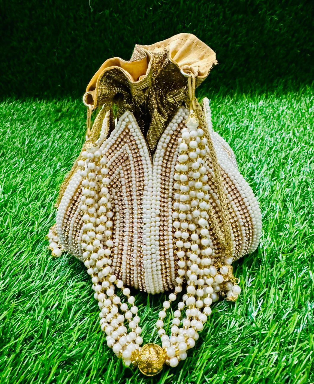 Handcrafted Luxurious Fancy Pearl & Zardoji  Potlis (For Weddings & Special Occassions)