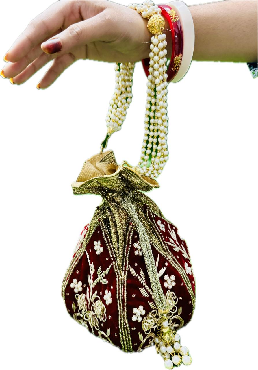 Handcrafted Luxurious Fancy Pearl & Zardoji  Potlis (For Weddings & Special Occassions)