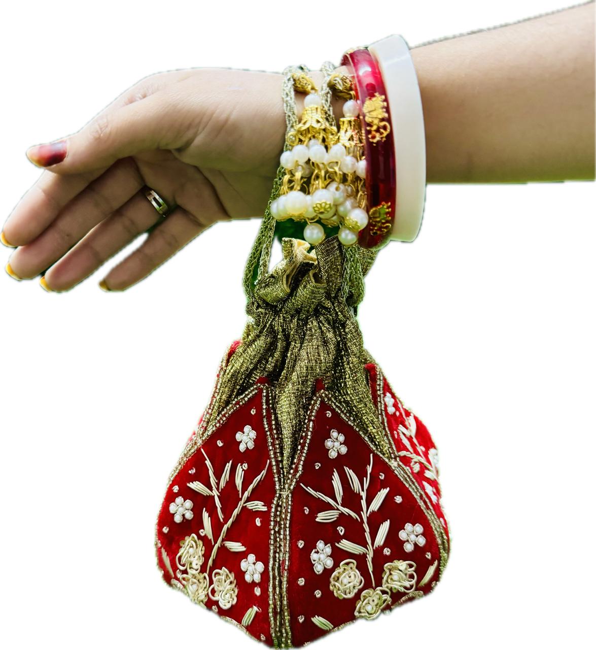 Handcrafted Luxurious Fancy Pearl & Zardoji  Potlis (For Weddings & Special Occassions)