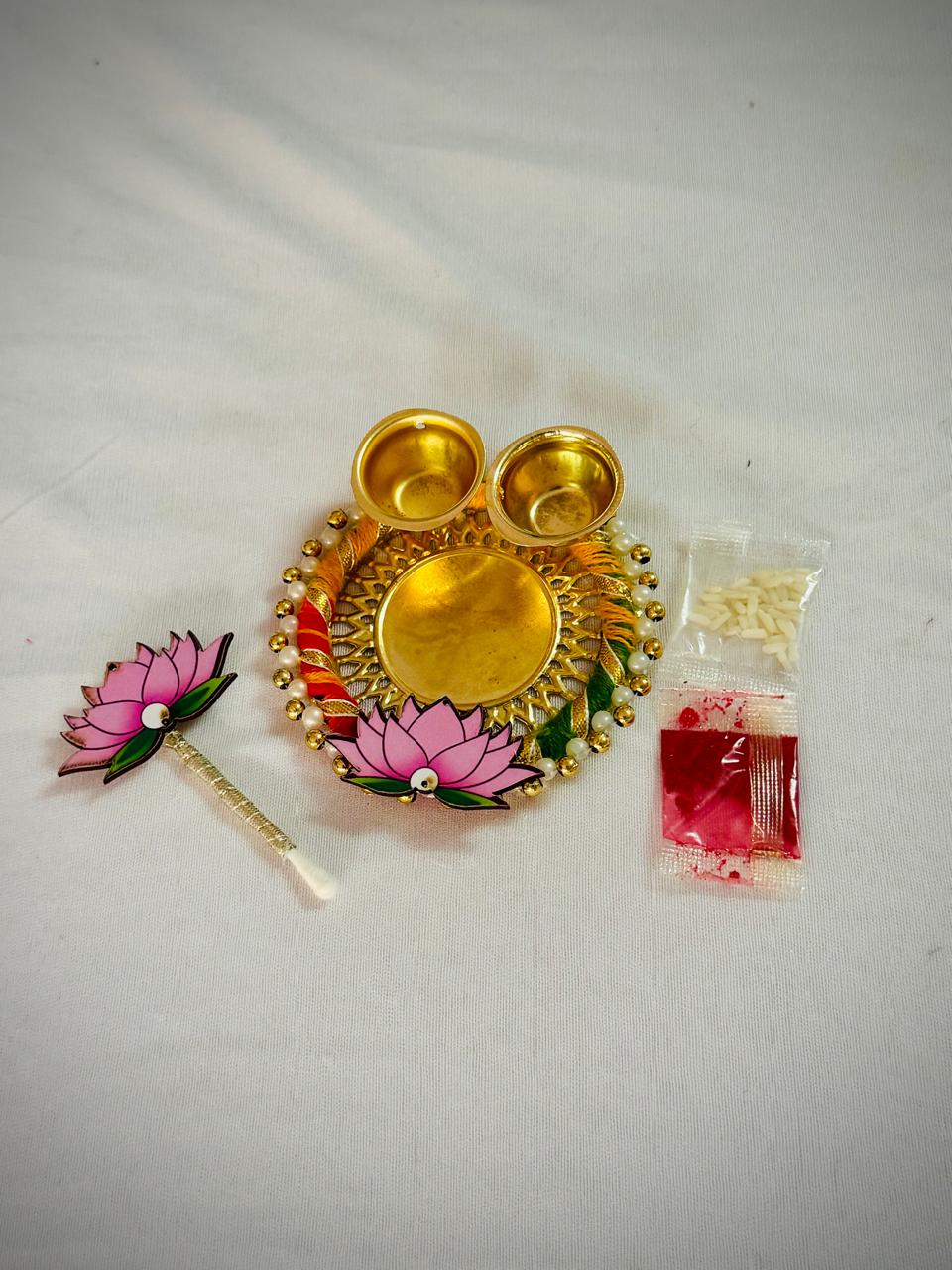 Mini Roli Chawal Thali with Tilak Stick