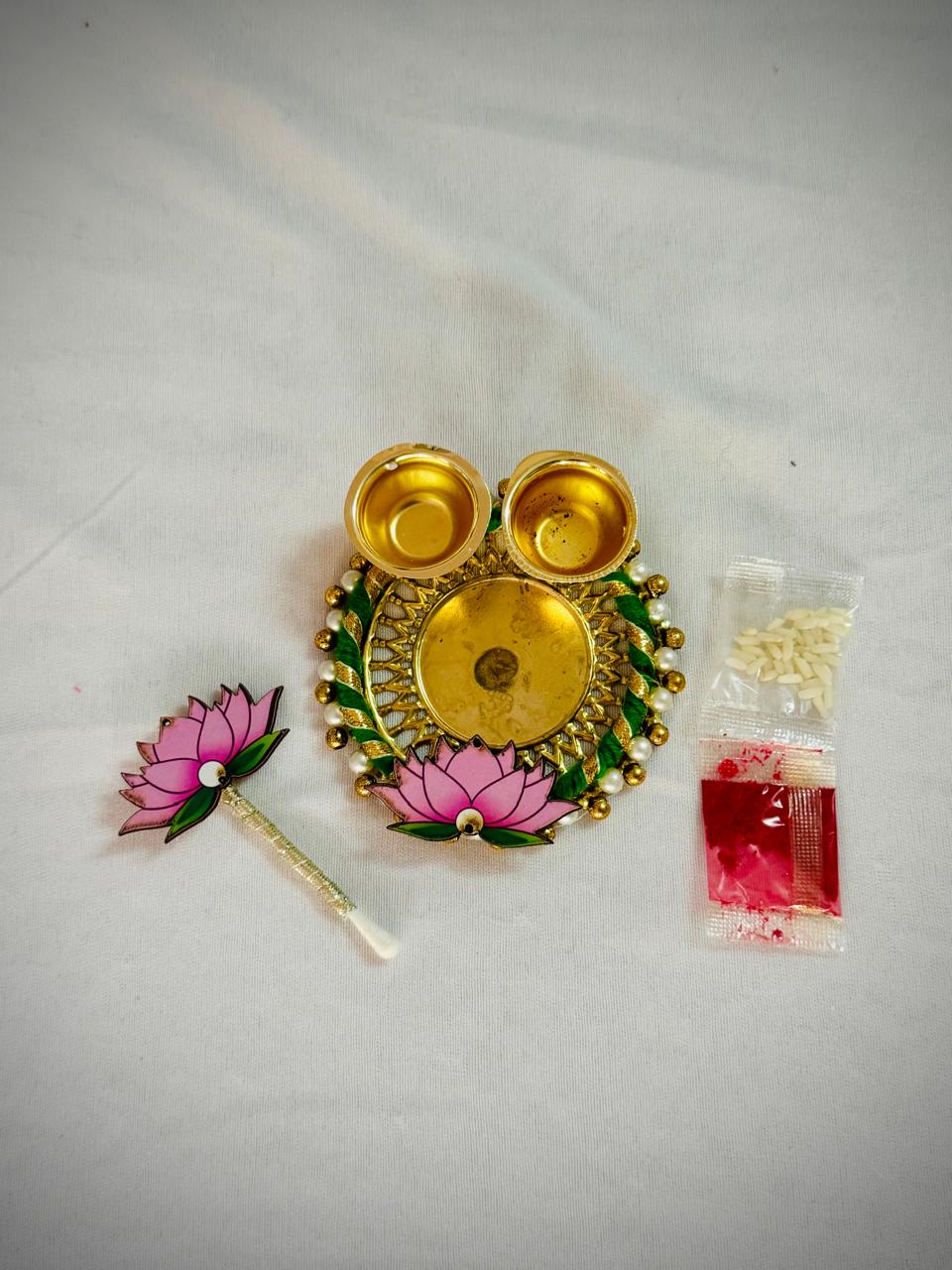 Mini Roli Chawal Thali with Tilak Stick