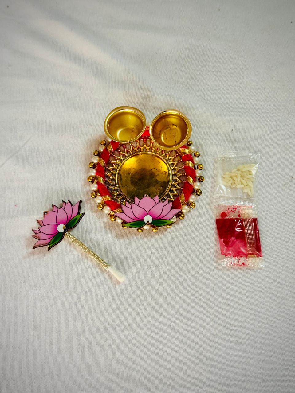 Mini Roli Chawal Thali with Tilak Stick