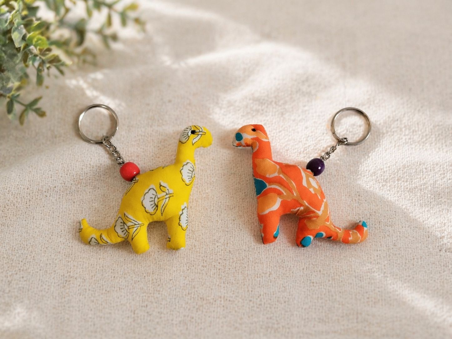 Dinosaur fabric keychain